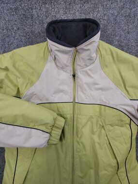 Columbia Womens Medium Nylon Winter Jacket Light Green Fleece Lining Reversible